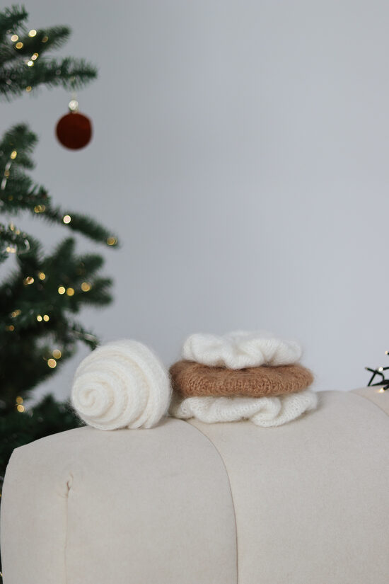 Mohēras scrunchie komplekts ar franču šallīti